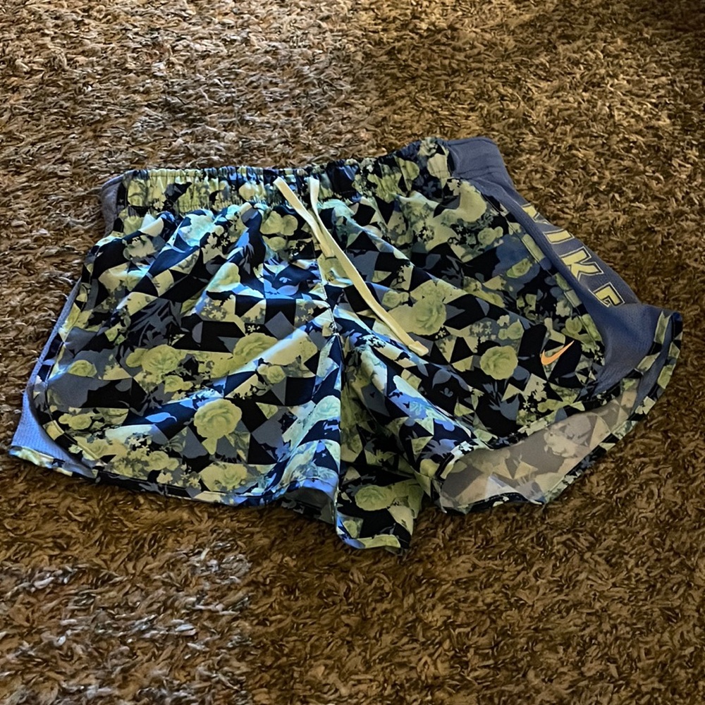 Green and blue flower nike shorts